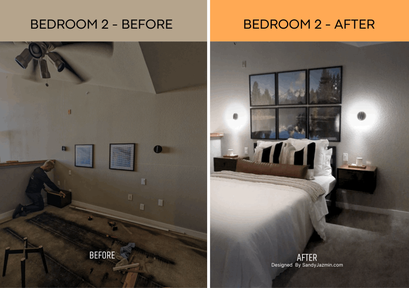 Bedroom 2- Before After - Inred Pro Remodeling